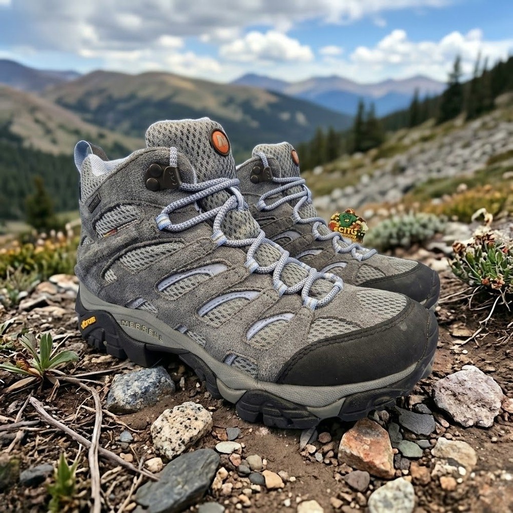 Merrell Moab 2 Mid Hiking Boots Womens 11 Grey Periwinkle Suede Mesh J88792